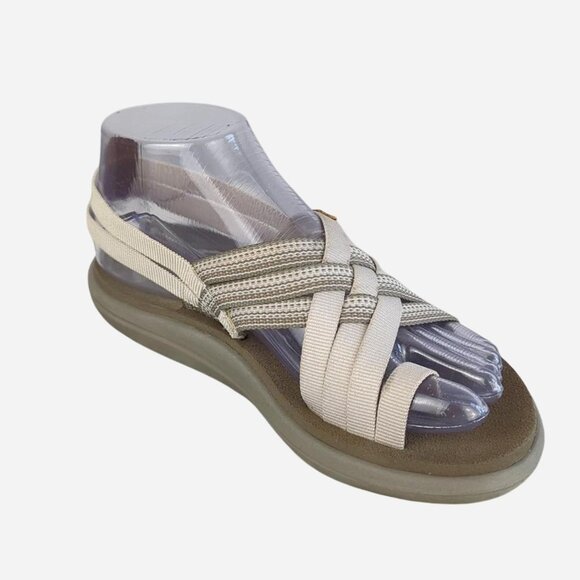 Teva Voya Strappy Canvas in White Cream Antiguous Birch Strappy Sandal l Size 6 - Picture 5 of 8